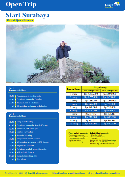 Open Trip Start Surabaya Kawah Ijen – Baluran