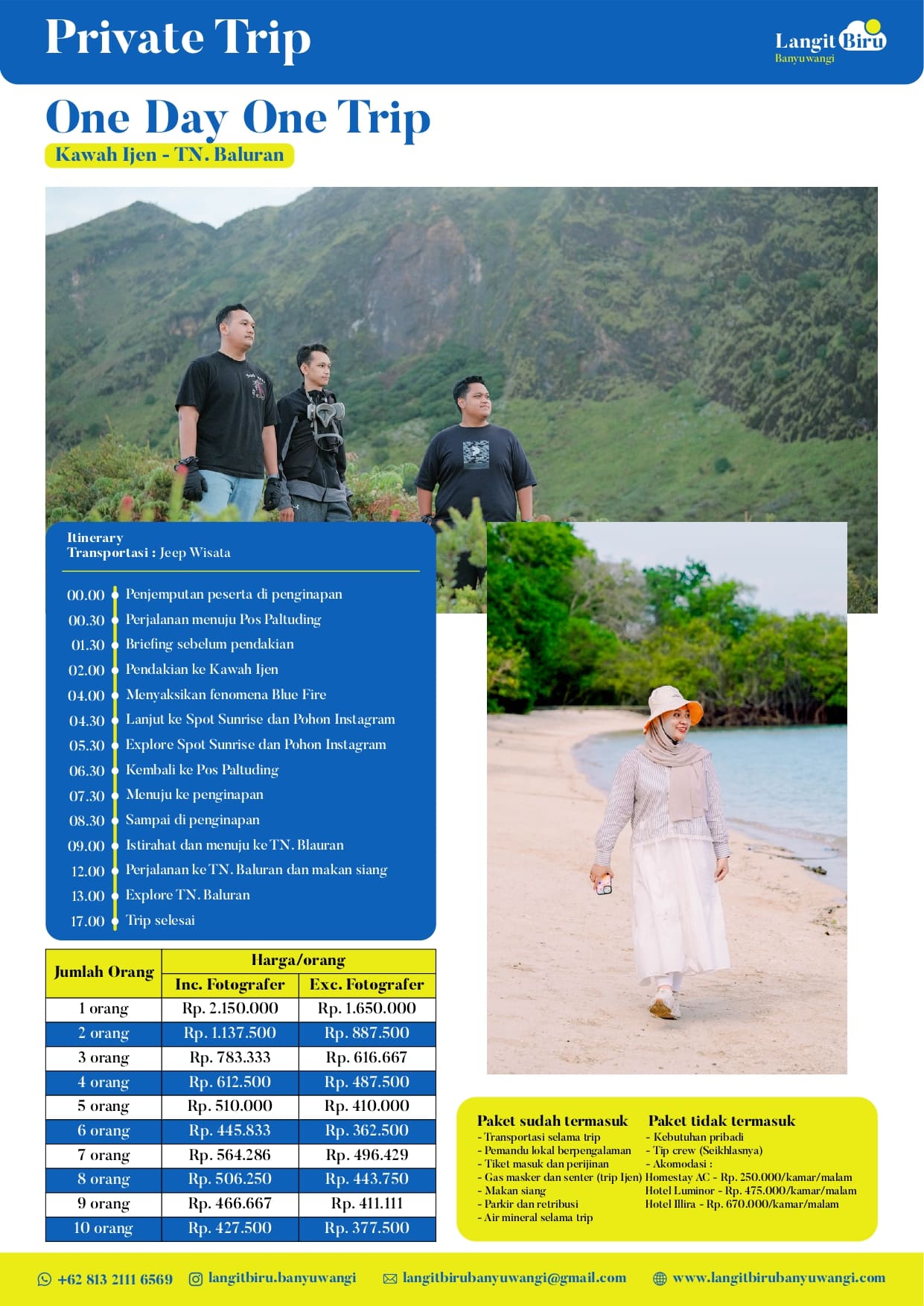 Private Trip One Day One Trip Kawah Ijen – Taman Nasional Baluran